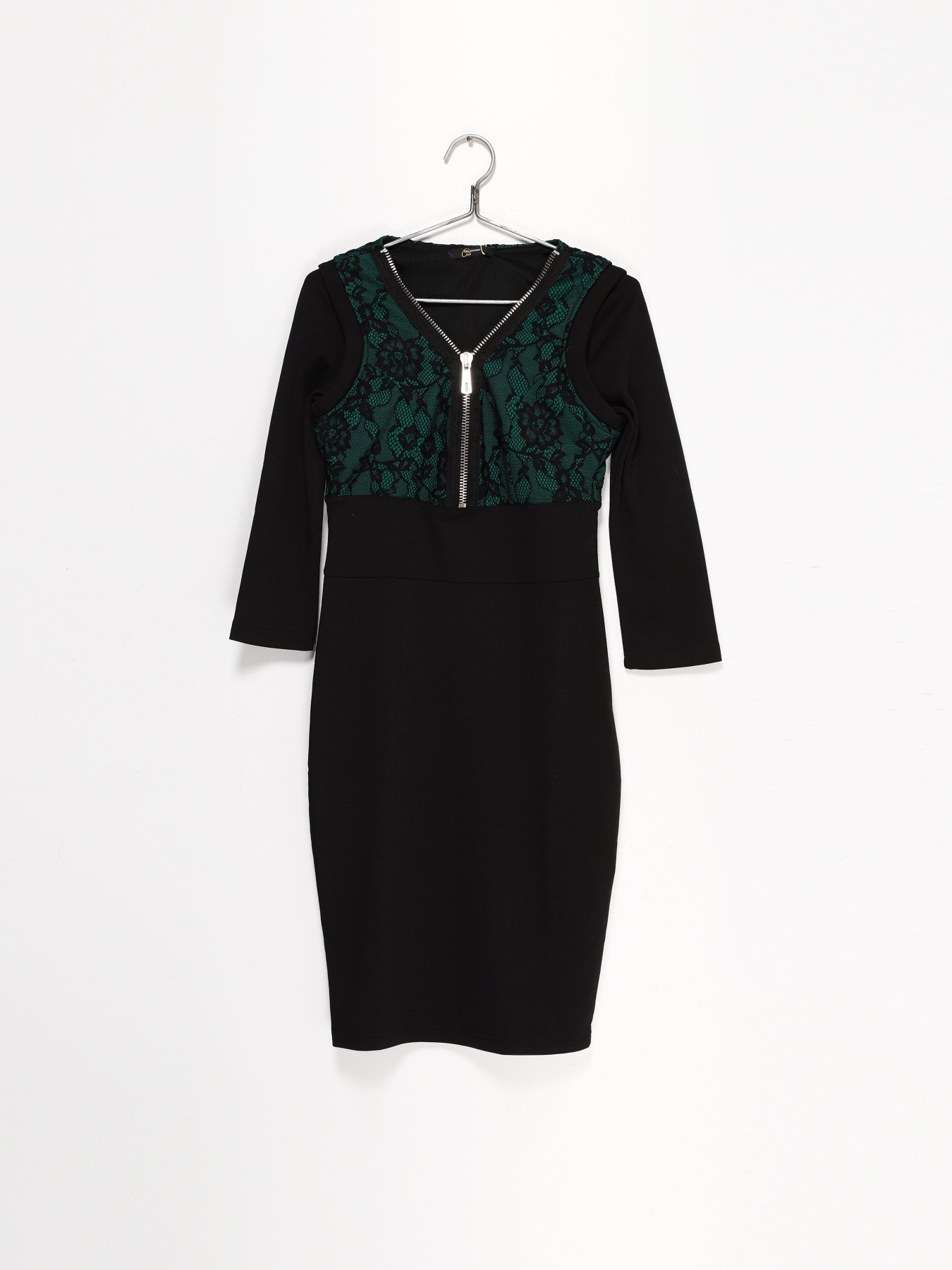 Сукня міні Sassofono модель A141-SC-765171 ЧОРНИЙ-ЗЕЛЕНИЙ Фото