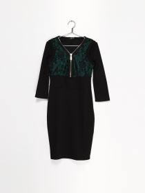 Сукня міні Sassofono модель A141-SC-765171 ЧОРНИЙ-ЗЕЛЕНИЙ Фото