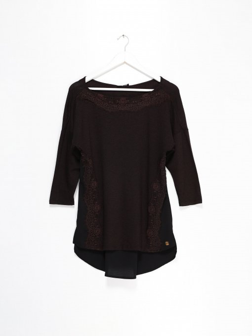 Блуза Sassofono модель A161-SC-418112 ТЕМНО-КОРИЧНЕВИЙ Фото