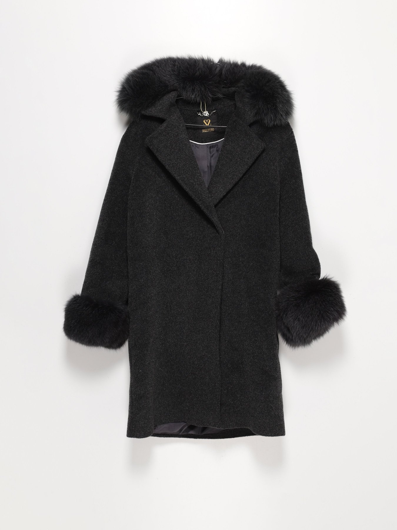 Пальто Sassofono модель A191-SF-511301-1 Антрацит Фото