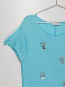 Футболка Sassofono модель A192-SC-8849 БІРЮЗОВИЙ Фото