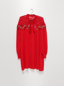 Платье мини Sassofono модель A192-SF-107171 ЯСКРАВО КОРАЛОВИЙ Платье мини Sassofono модель A192-SF-107171 ЯСКРАВО КОРАЛОВИЙ Фото