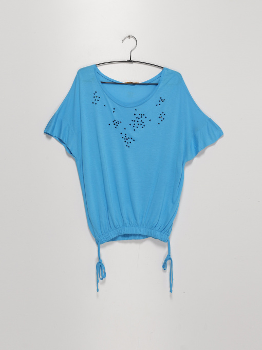 Футболка Sassofono модель A192-SF-13575 Блакитний Фото