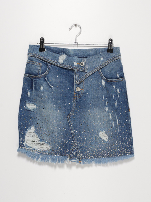 Юбка мини Sassofono модель A202-SC-22167 Блакитний Фото