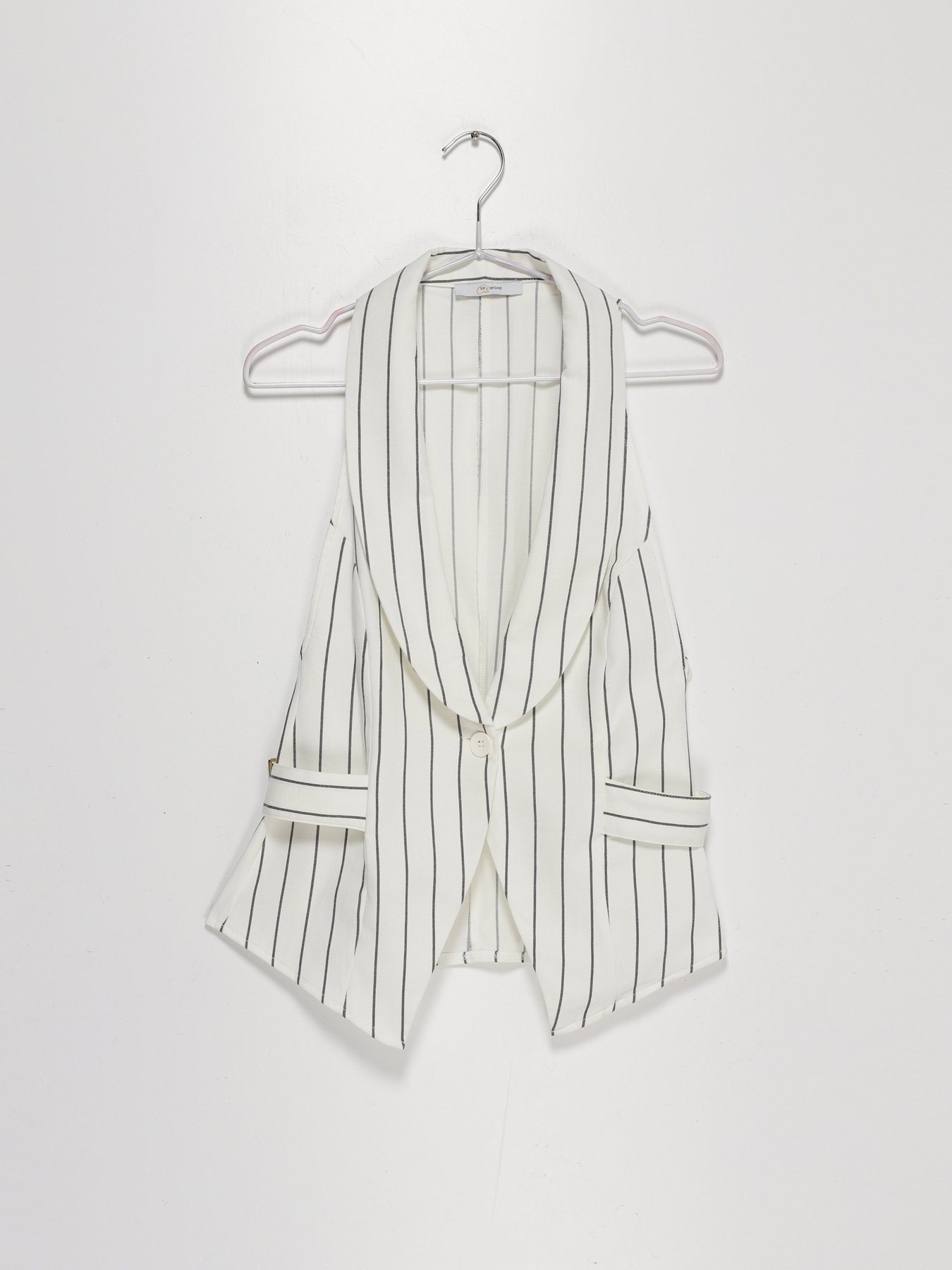 Жилет классический Sassofono модель A202-SC-52671 Молочний-Чорний Фото