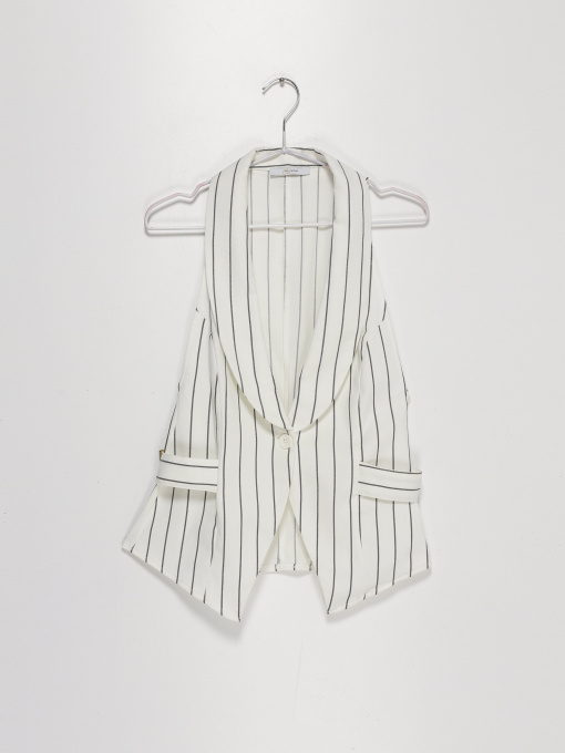 Жилет классический Sassofono модель A202-SC-52671 Молочний-Чорний Фото