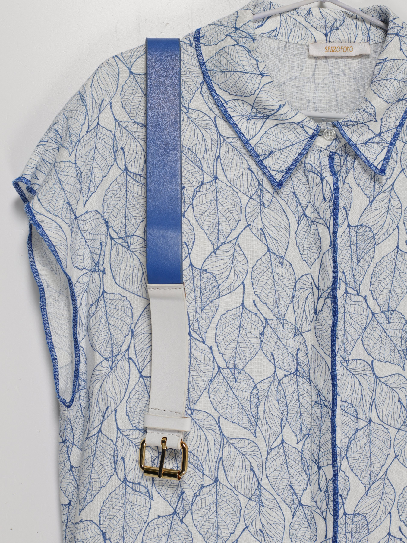 Сукня максі Sassofono модель A202-SF-56860 БЛАКИТНИЙ-БІЛИЙ Фото