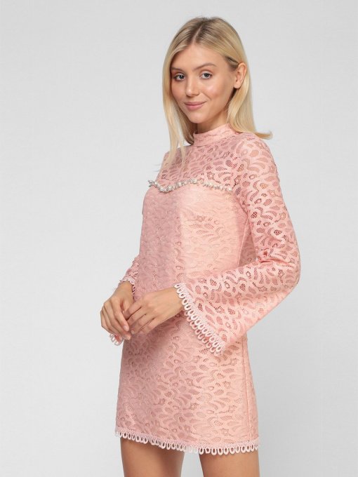 Платье миди Sassofono модель A191-SF-309171, Пудра Фото