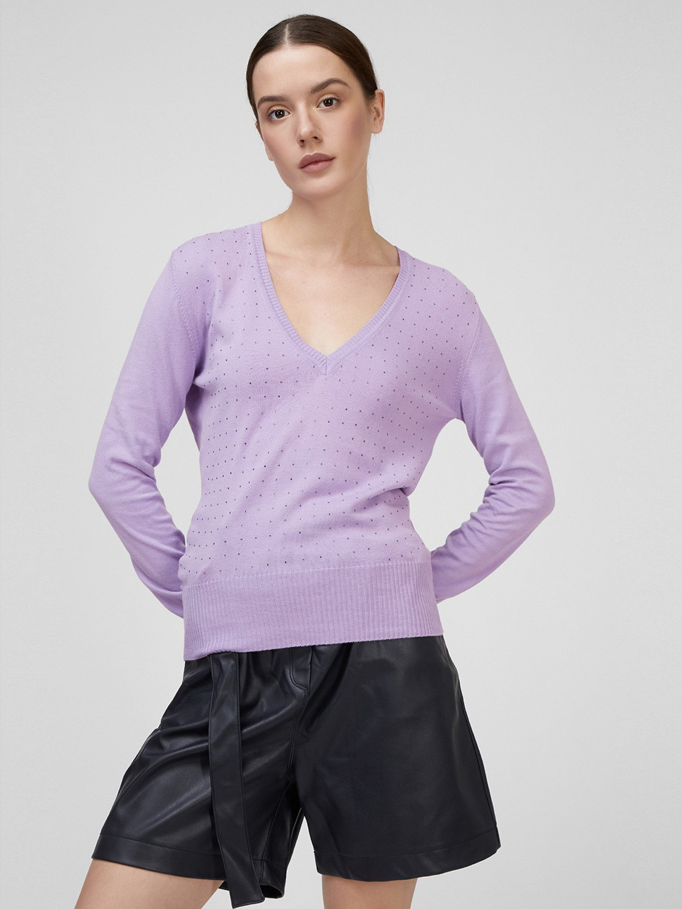 Джемпер Sassofono модель A201-SF-480142, Ліловий-1 Джемпер Sassofono модель A201-SF-480142, Ліловий-1 Фото