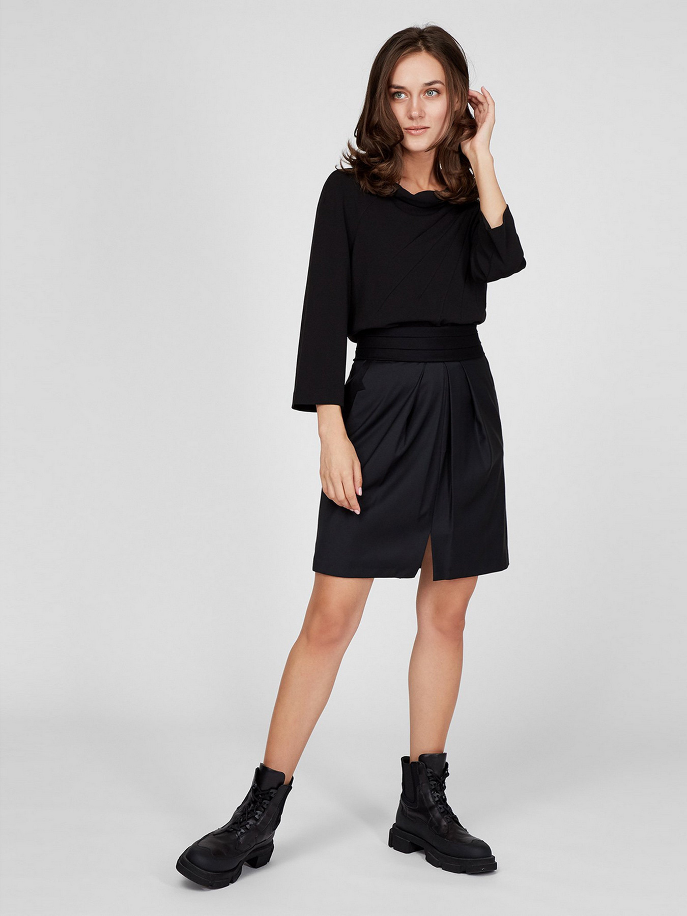 Спідниця міні Sassofono модель A201-SC-303360, Чорний Фото