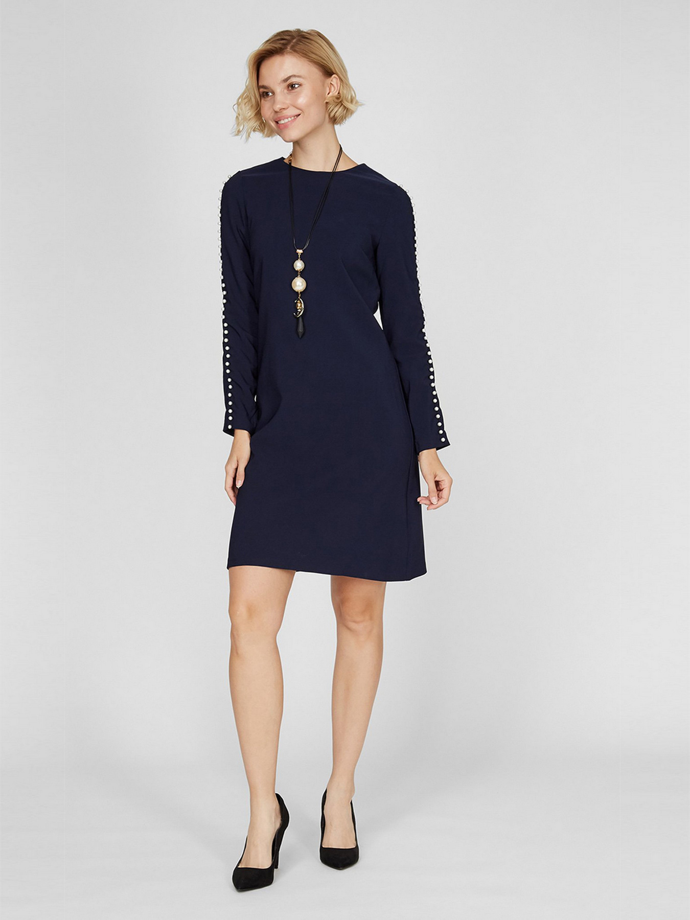 Сукня міді Sassofono модель A201-SC-8298, Синій Фото