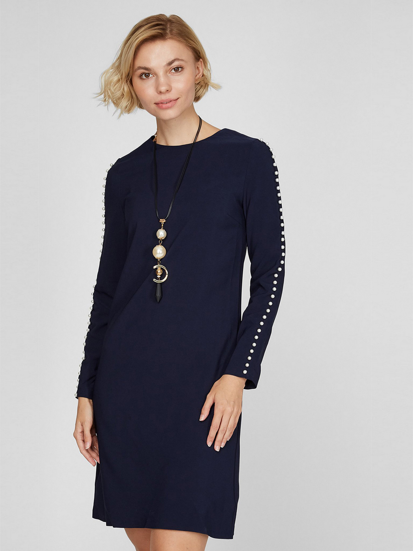 Сукня міді Sassofono модель A201-SC-8298, Синій Фото