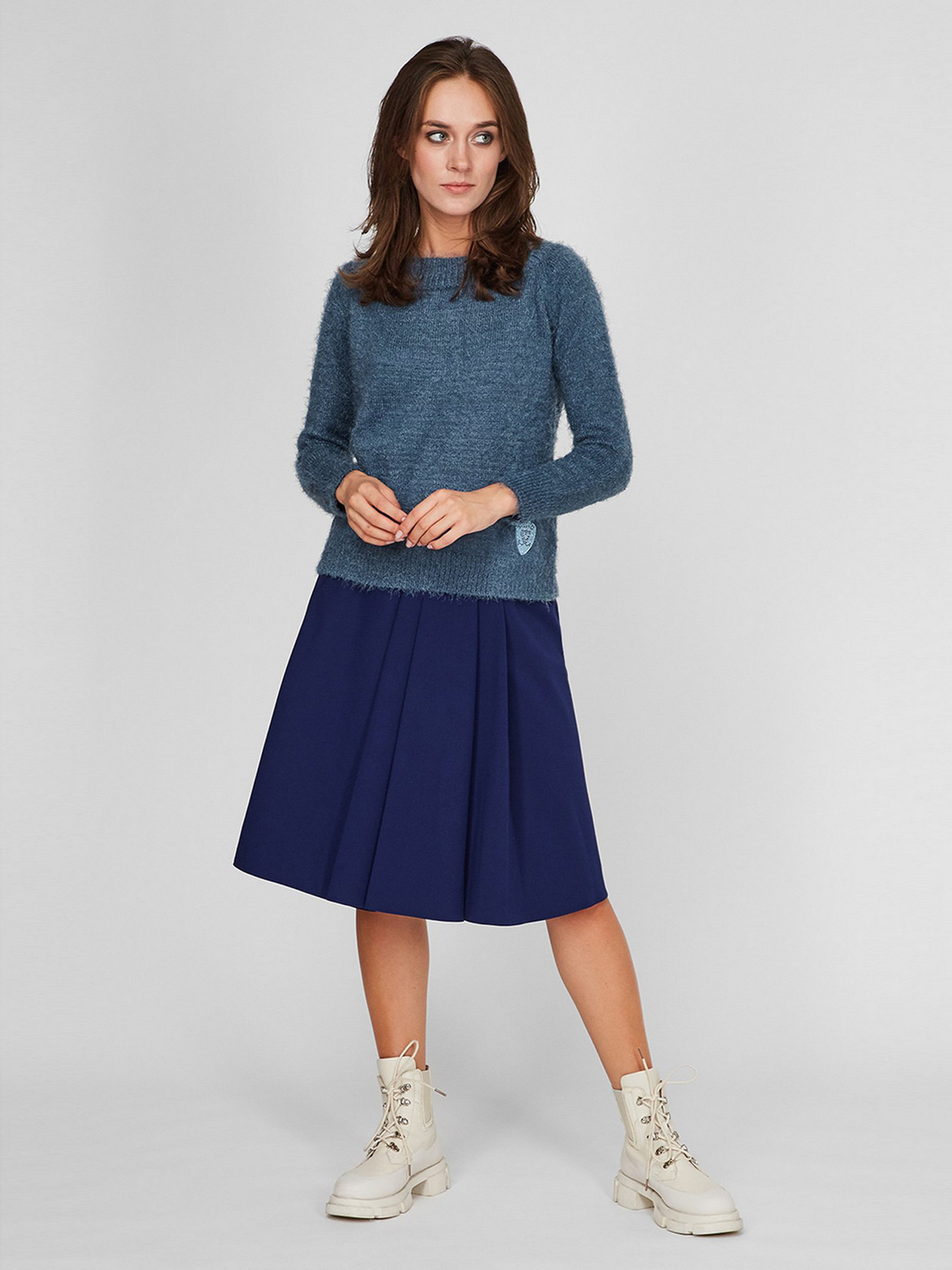 Юбка миди Sassofono модель A201-SC-503270-1, Електрик Фото