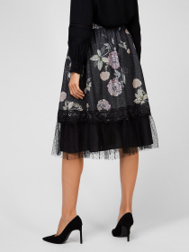 Спідниця міді Sassofono модель A201-SF-253081, ЧОРНИЙ Фото