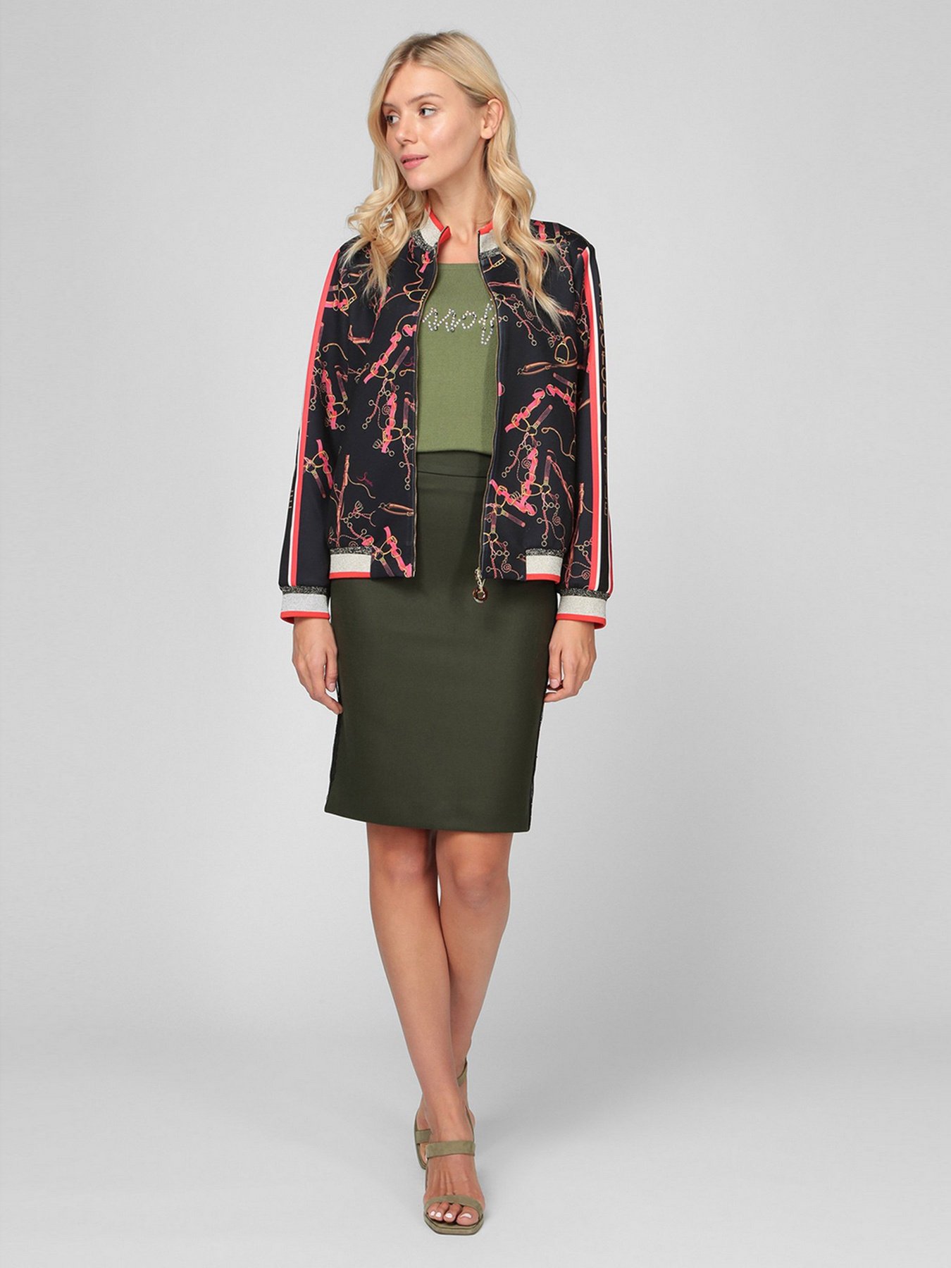 Юбка миди Sassofono модель A201-SF-293081, ХАКІ Фото