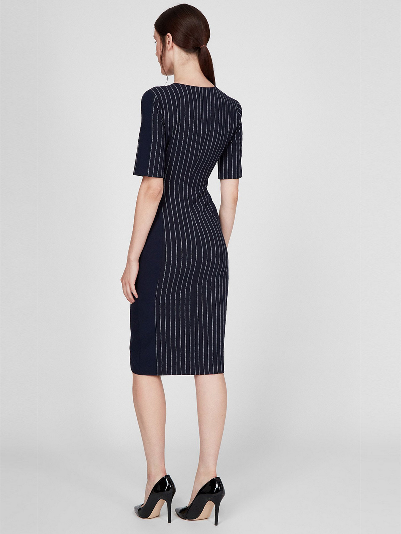 Платье миди Sassofono модель A191-SF-112171, СИНІЙ-БІЛИЙ Фото