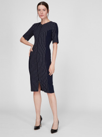 Платье миди Sassofono модель A191-SF-112171, СИНІЙ-БІЛИЙ Фото