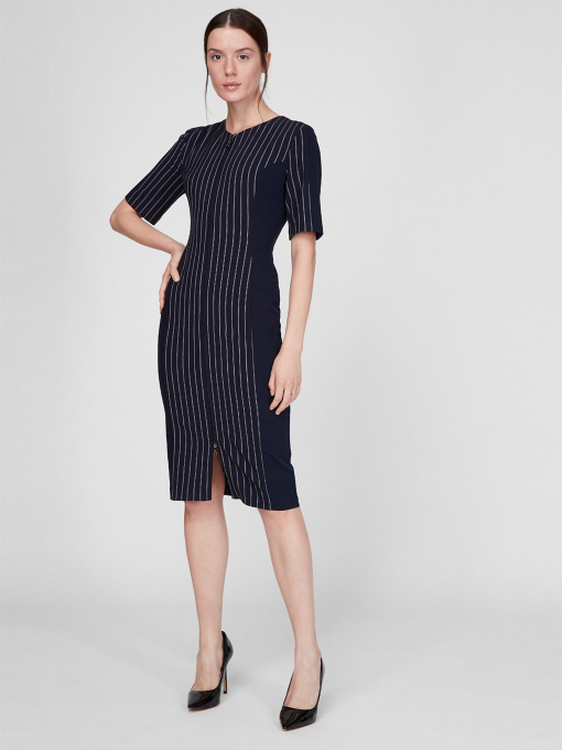 Платье миди Sassofono модель A191-SF-112171, СИНІЙ-БІЛИЙ Фото