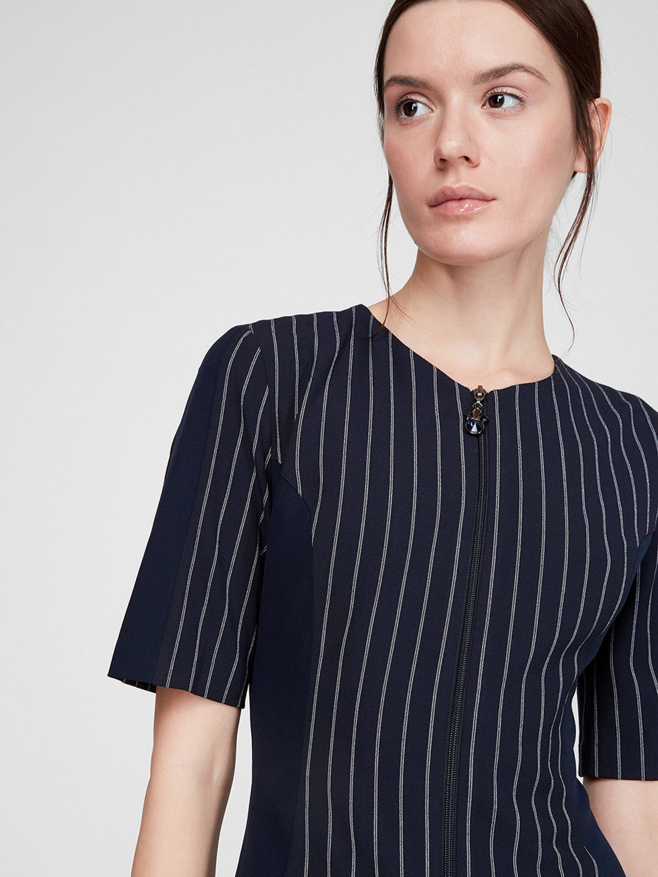 Платье миди Sassofono модель A191-SF-112171, СИНІЙ-БІЛИЙ Фото