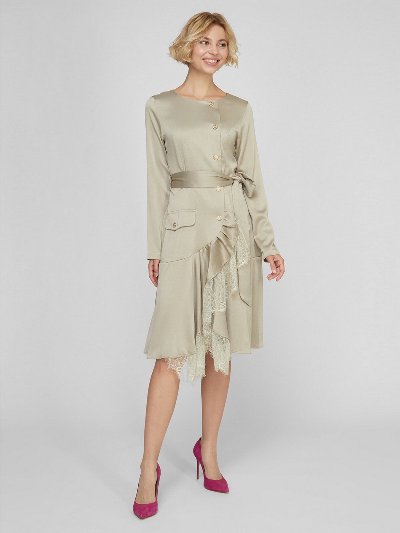 Платье миди Sassofono модель A191-SF-149171-1, Норковий Фото