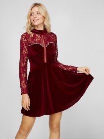 Платье мини Sassofono модель A191-SF-164171, Бордовий Фото