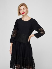 Платье миди Sassofono модель A201-SC-1040, Чорний Фото