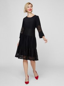 Платье миди Sassofono модель A201-SC-1040, Чорний Платье миди Sassofono модель A201-SC-1040, Чорний Фото