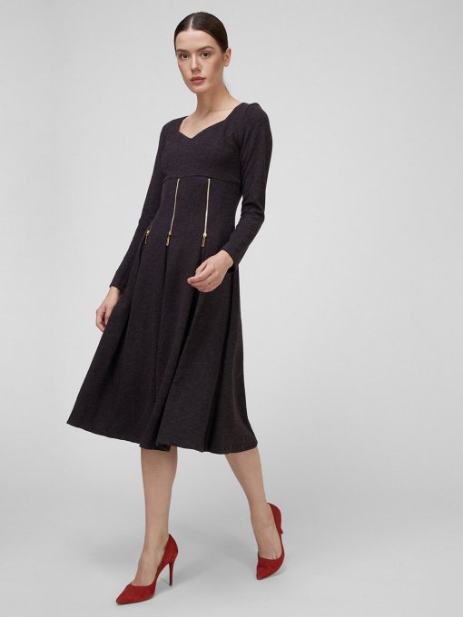 Платье миди Sassofono модель A201-SC-13011, Антрацит Фото