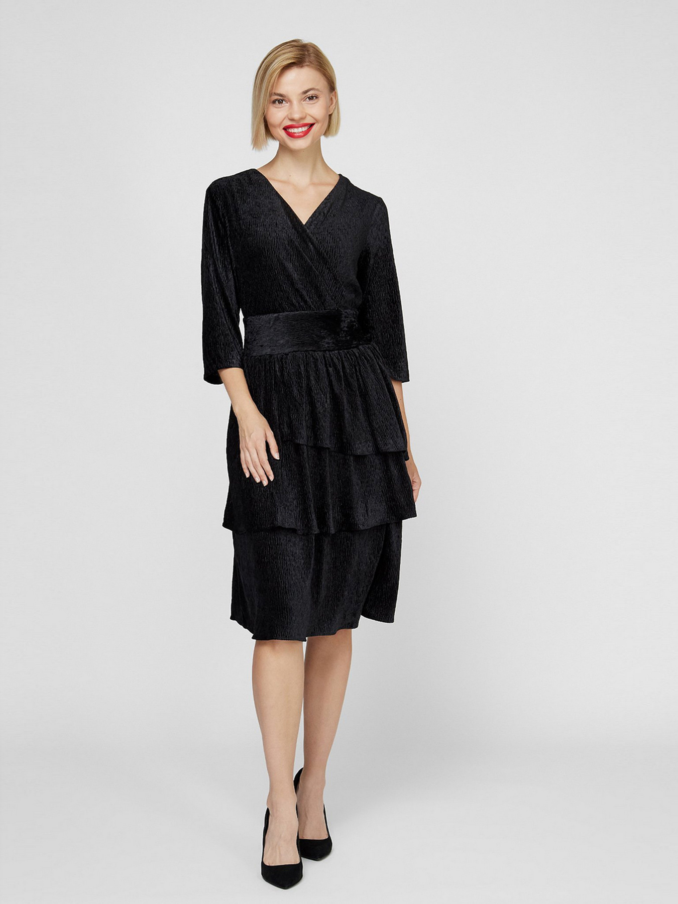 Платье миди Sassofono модель A201-SC-1565, Чорний Платье миди Sassofono модель A201-SC-1565, Чорний Фото