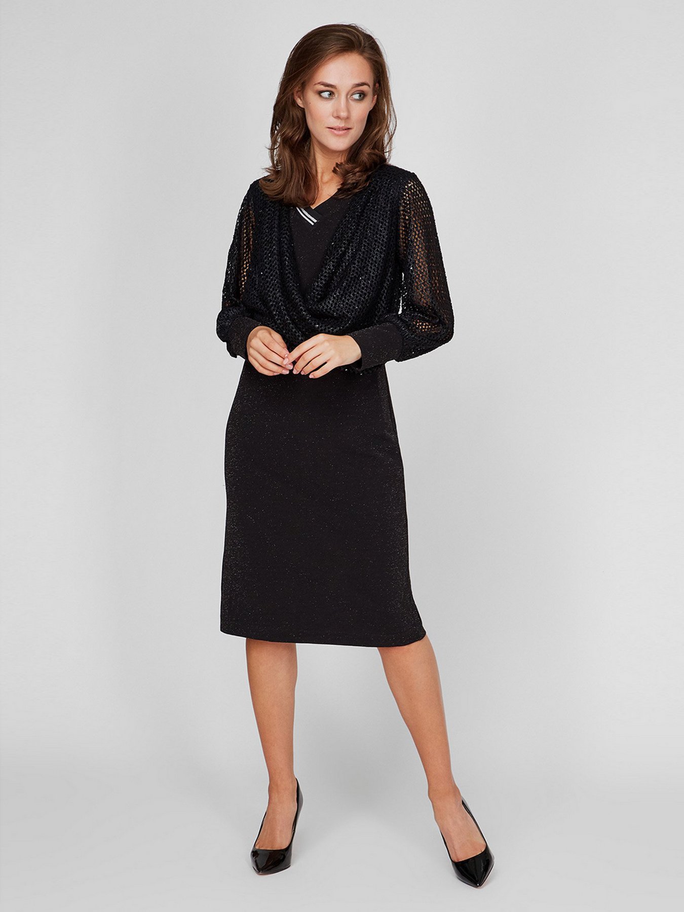 Сукня міді Sassofono модель A201-SC-1600, Чорний Фото