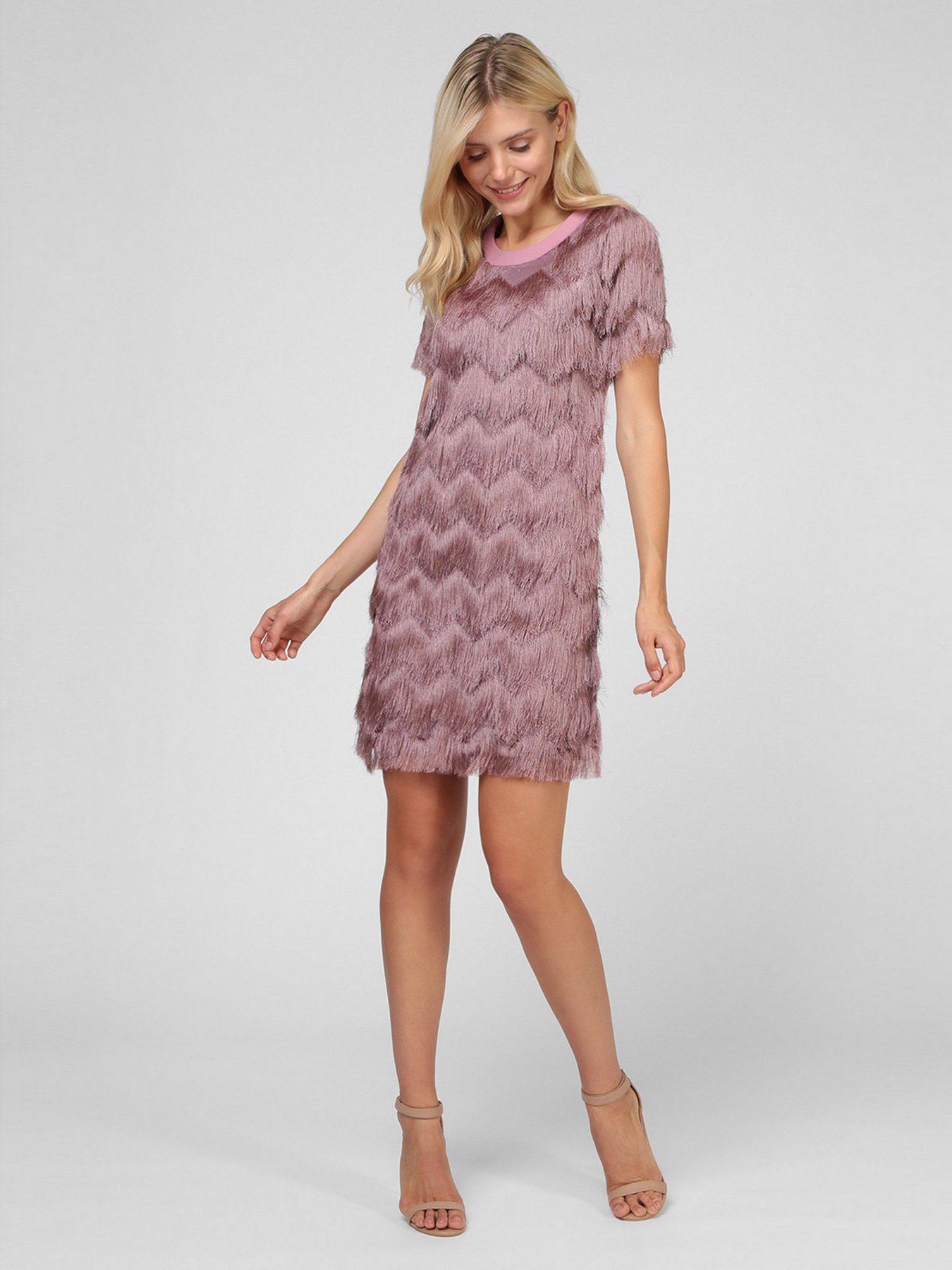 Платье мини Sassofono модель A201-SC-1649, Пудра Фото