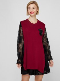 Платье мини Sassofono модель A201-SC-17068, Бордовий Фото
