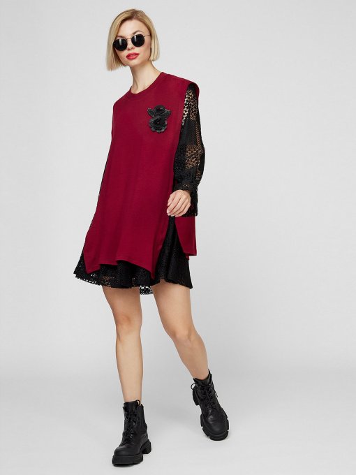 Сукня міні Sassofono модель A201-SC-17068, Бордовий Фото