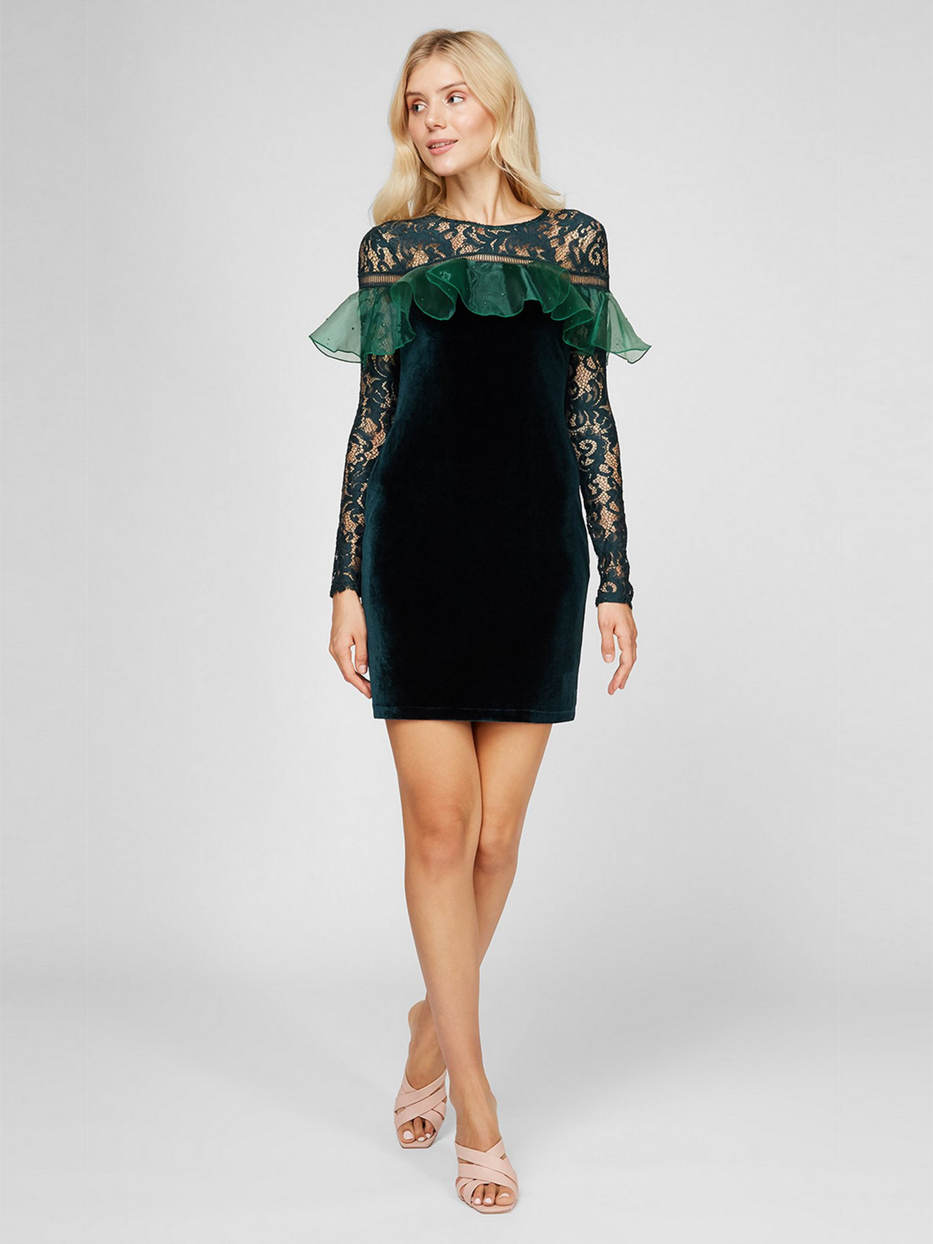 Платье мини Sassofono модель A191-SF-170171, ЗЕЛЕНИЙ Фото