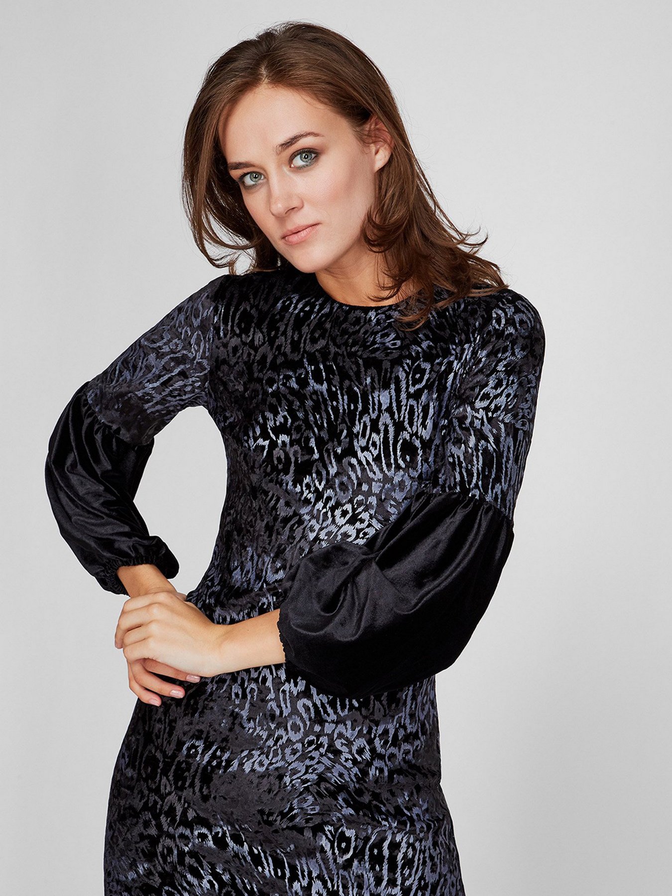 Платье миди Sassofono модель A201-SC-17099, Чорний Платье миди Sassofono модель A201-SC-17099, Чорний Фото