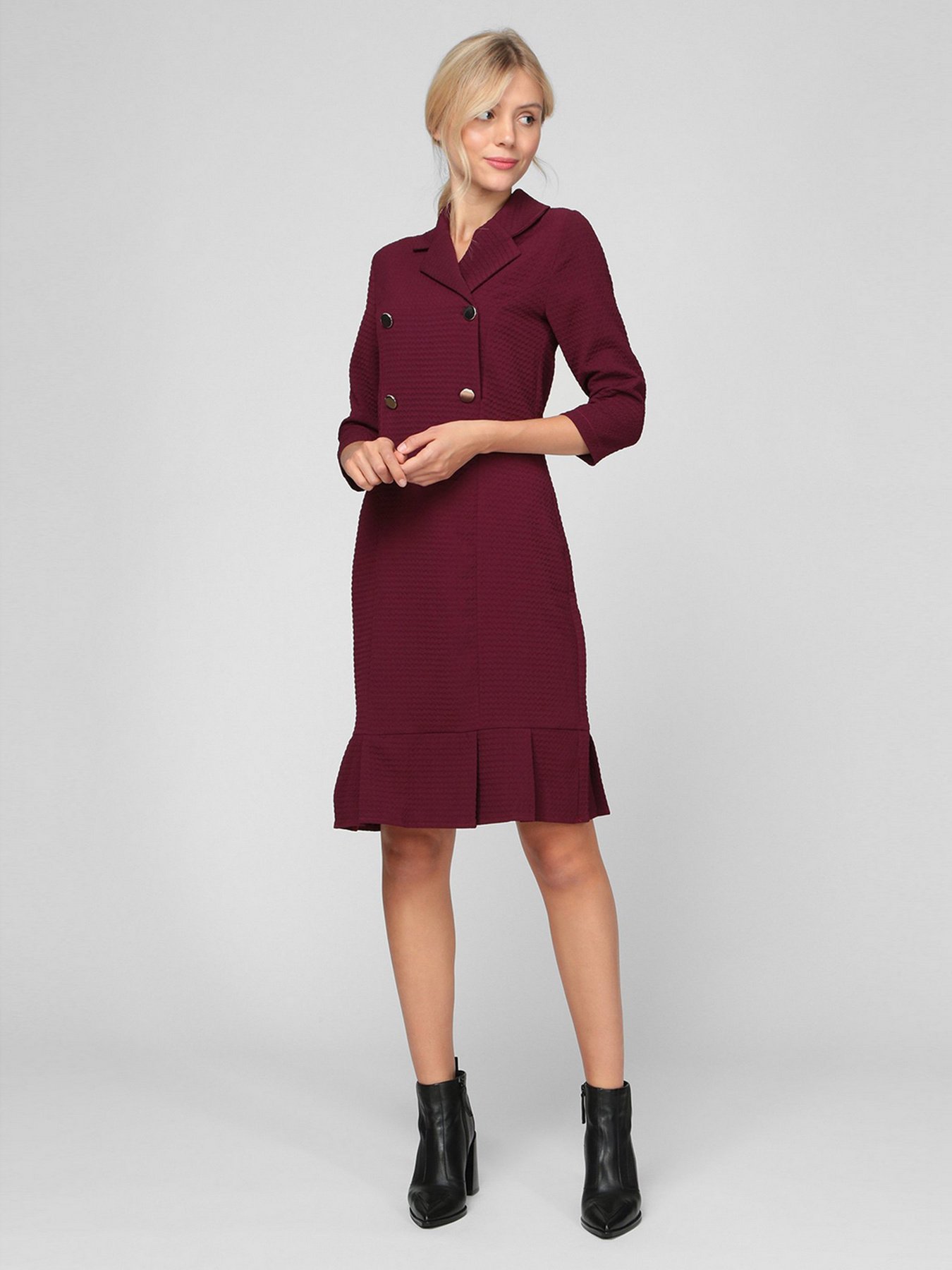 Платье миди Sassofono модель A201-SC-17106, Бордовий Фото