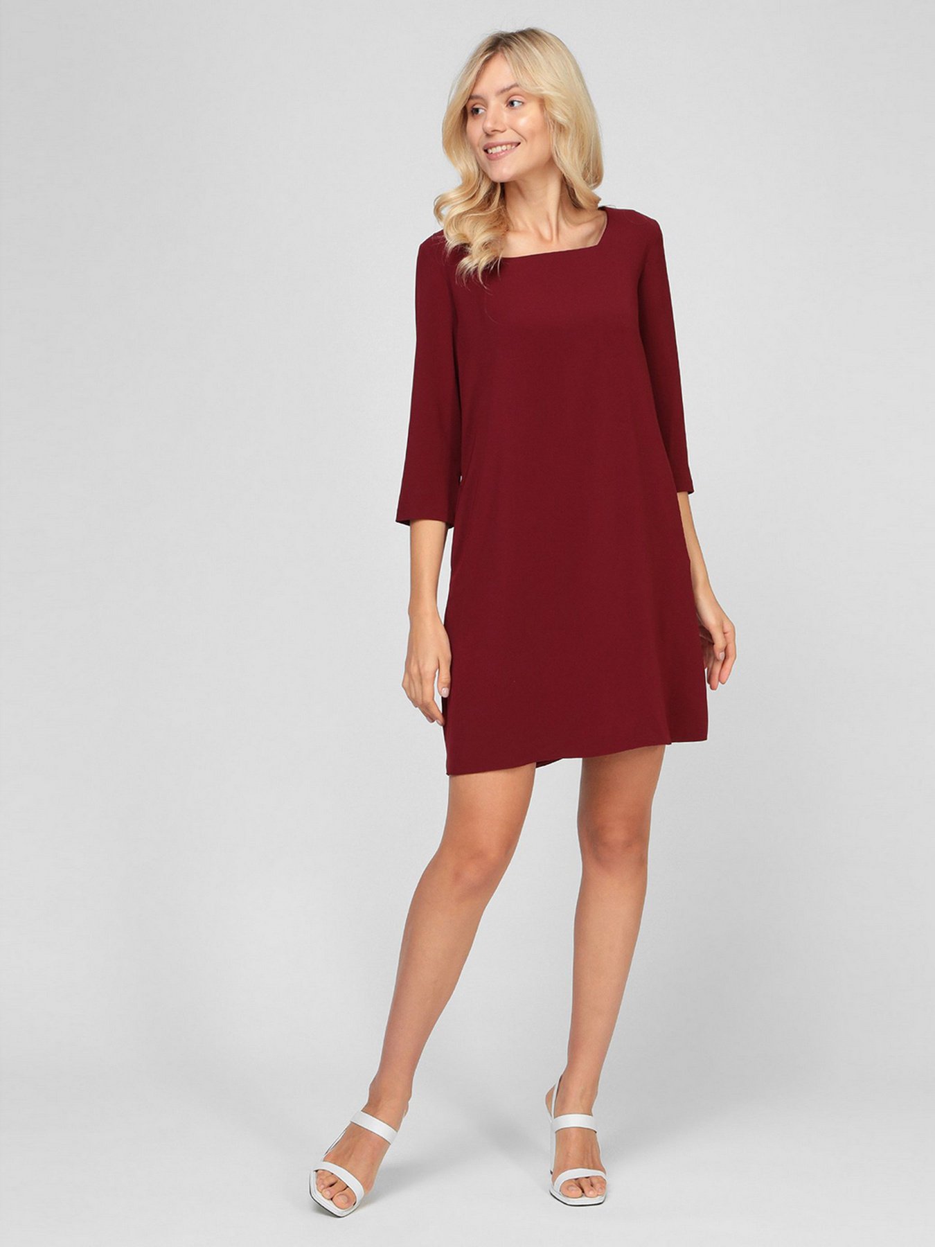 Платье мини Sassofono модель A201-SC-1751, Бордовий Платье мини Sassofono модель A201-SC-1751, Бордовий Фото