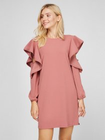 Платье мини Sassofono модель A191-SF-261171, ТЕМНО ПУДРОВИЙ Фото