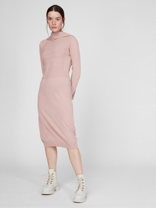 Платье миди Sassofono модель A201-SC-27603, Пудра Фото