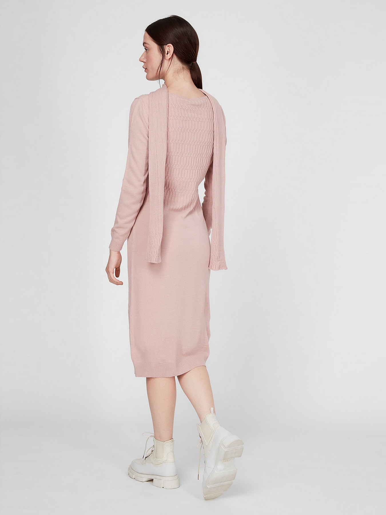 Сукня міді Sassofono модель A201-SC-27603, Пудра Фото