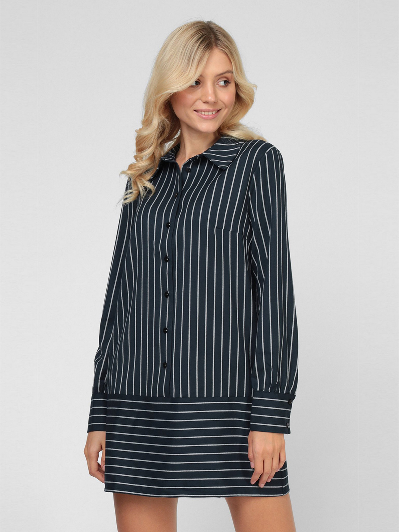 Платье мини Sassofono модель A191-SF-291171, СИНІЙ-МОЛОЧНИЙ Фото