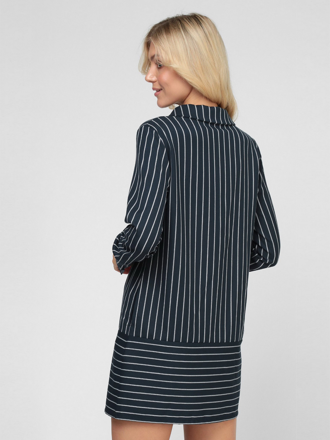 Платье мини Sassofono модель A191-SF-291171, СИНІЙ-МОЛОЧНИЙ Фото