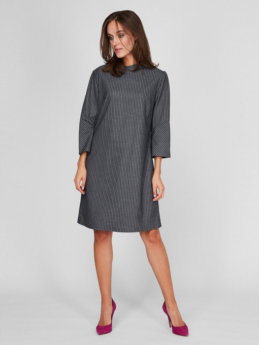 Платье миди Sassofono модель A201-SC-6302, Сірий Фото