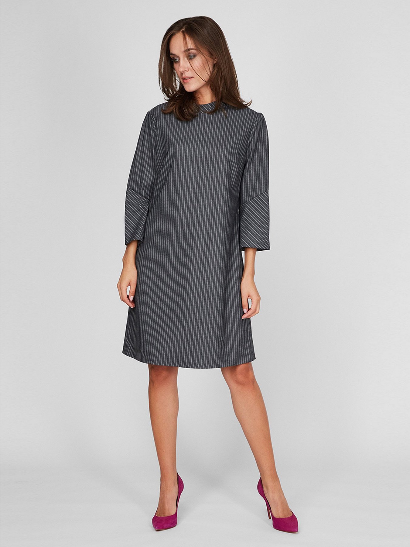 Сукня міді Sassofono модель A201-SC-6302, Сірий Фото