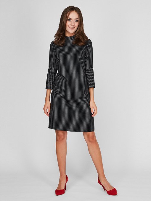 Сукня міді Sassofono модель A201-SC-6302-1, Чорний Фото