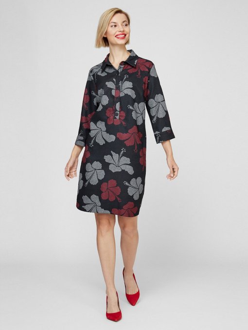 Платье мини Sassofono модель A201-SC-6345, Бордово-чорний-1 Фото