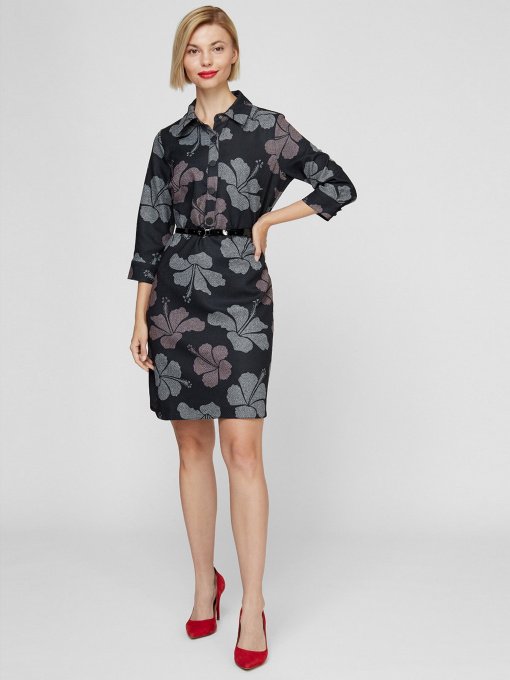 Платье мини Sassofono модель A201-SC-6345, Сіро-чорний Фото