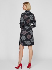 Платье мини Sassofono модель A201-SC-6345, Сіро-чорний Фото