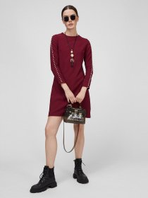 Сукня міні Sassofono модель A201-SC-8298, Бордовий Фото