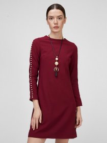 Сукня міні Sassofono модель A201-SC-8298, Бордовий Фото